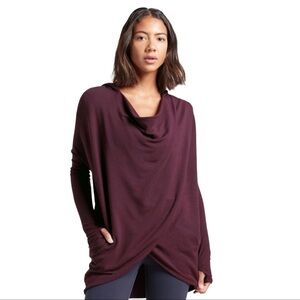 Athleta Cozy Soft Purana Wrap Hoodie Spiced Cabernet Lounge Athleisure Size M